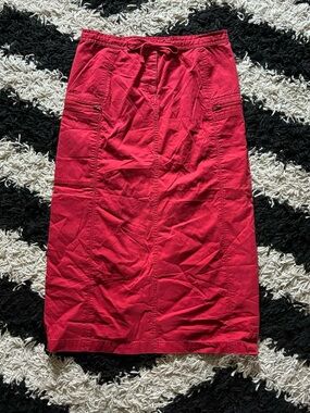 I.E. Relaxed Bright Red Cargo Adjustable Cinch Drawstring Maxi Skirt Women’s 6